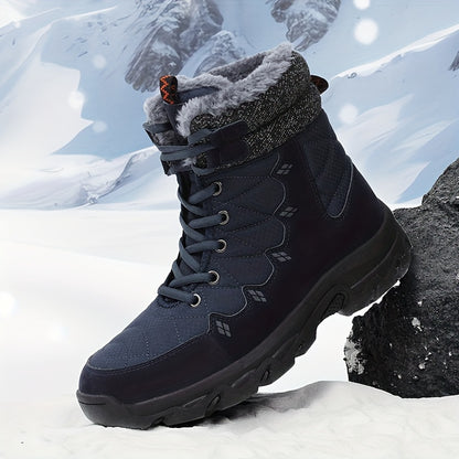 Winter Explorer Snow Boots - Insulated, Windproof, and Non-Slip Hiking Boots for Men with Fuzzy Lining, Thick Bottom, and Large Size Option for Climbing and Outdoor Activities in Snowy Weather