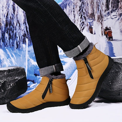 Winter Explorers Dream Boots - High-Top, Double-Zippered, Anti-Skid, Windproof, Fuzzy Lined, Trendy Ankle Boots for Men - Perfect for Outdoor Walking, Running, Hiking in Autumn and Winter