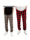 Mens Ultra-Comfortable Plaid Pants - Stylishly Casual, Cozy Loungewear, Fashionable - Designed for Home Relaxation, Pajama-Soft Fabric, Perfect for Lounging Around the Room