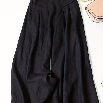 Solid Wide Leg Pants, Casual Palazzo Pants For Spring & Summer, Women's Clothing