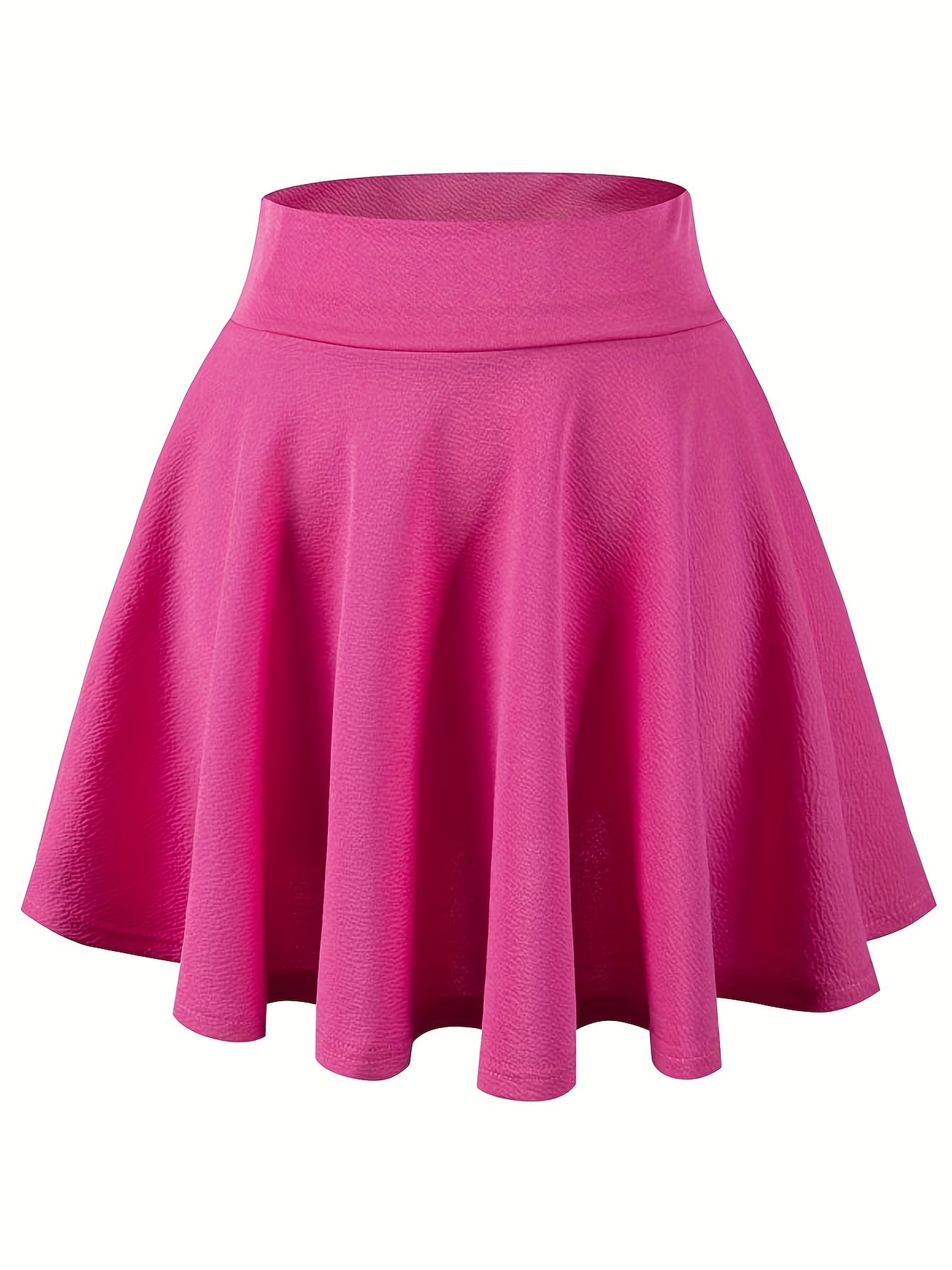 dunnmall  Kpop Solid High Waist Skater Skirts, Casual Pleated Comfy Mini Skirts For Spring & Summer, Women's Clothing