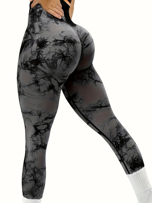 dunnmall  High Waist Tie Dye Compression Leggings For Women - Soft, Breathable, And Butt-Lifting Activewear