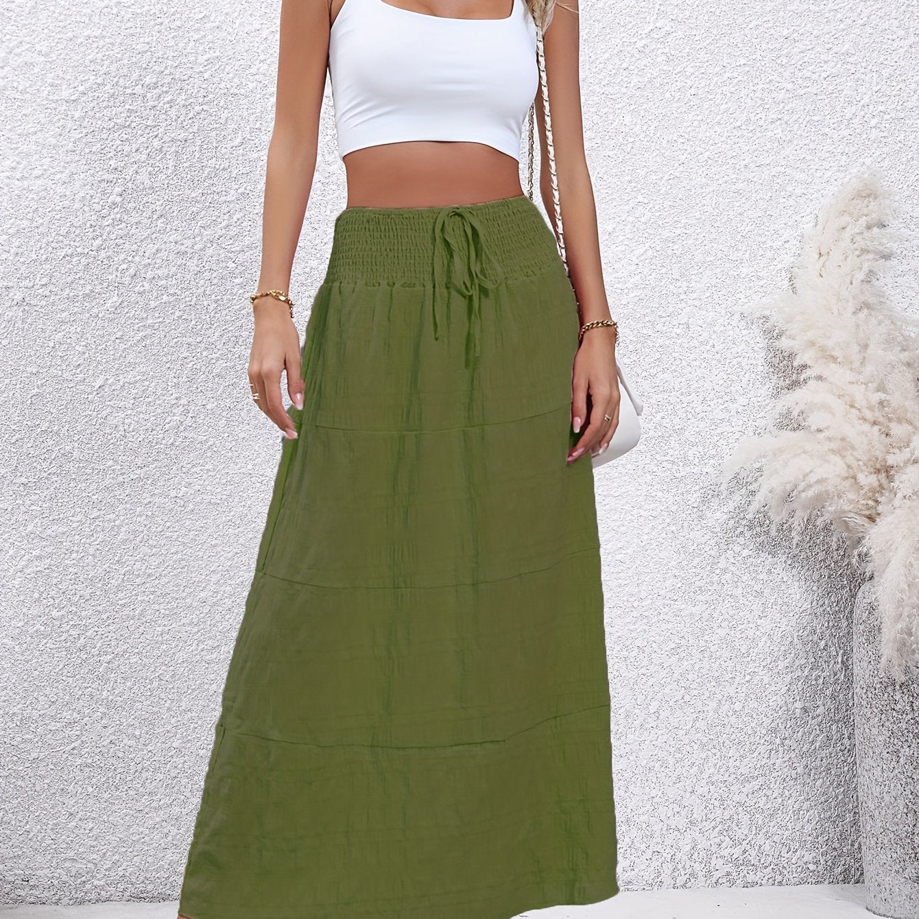 dunnmall  Casual Loose Simple Solid High Waist Fashion Skirts, Women's Clothing