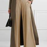 Ruched Wide Leg Pants, High Waist Solid Casual Pants, Women's Clothing