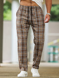 Mens Ultra-Comfortable Plaid Pants - Stylishly Casual, Cozy Loungewear, Fashionable - Designed for Home Relaxation, Pajama-Soft Fabric, Perfect for Lounging Around the Room