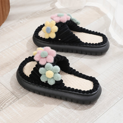 Ultra-Comfortable Flower Accent Slippers - Effortless Slip-On, Ultra-Soft Padding - Stylish Indoor Shoes for Lounging & Leisure