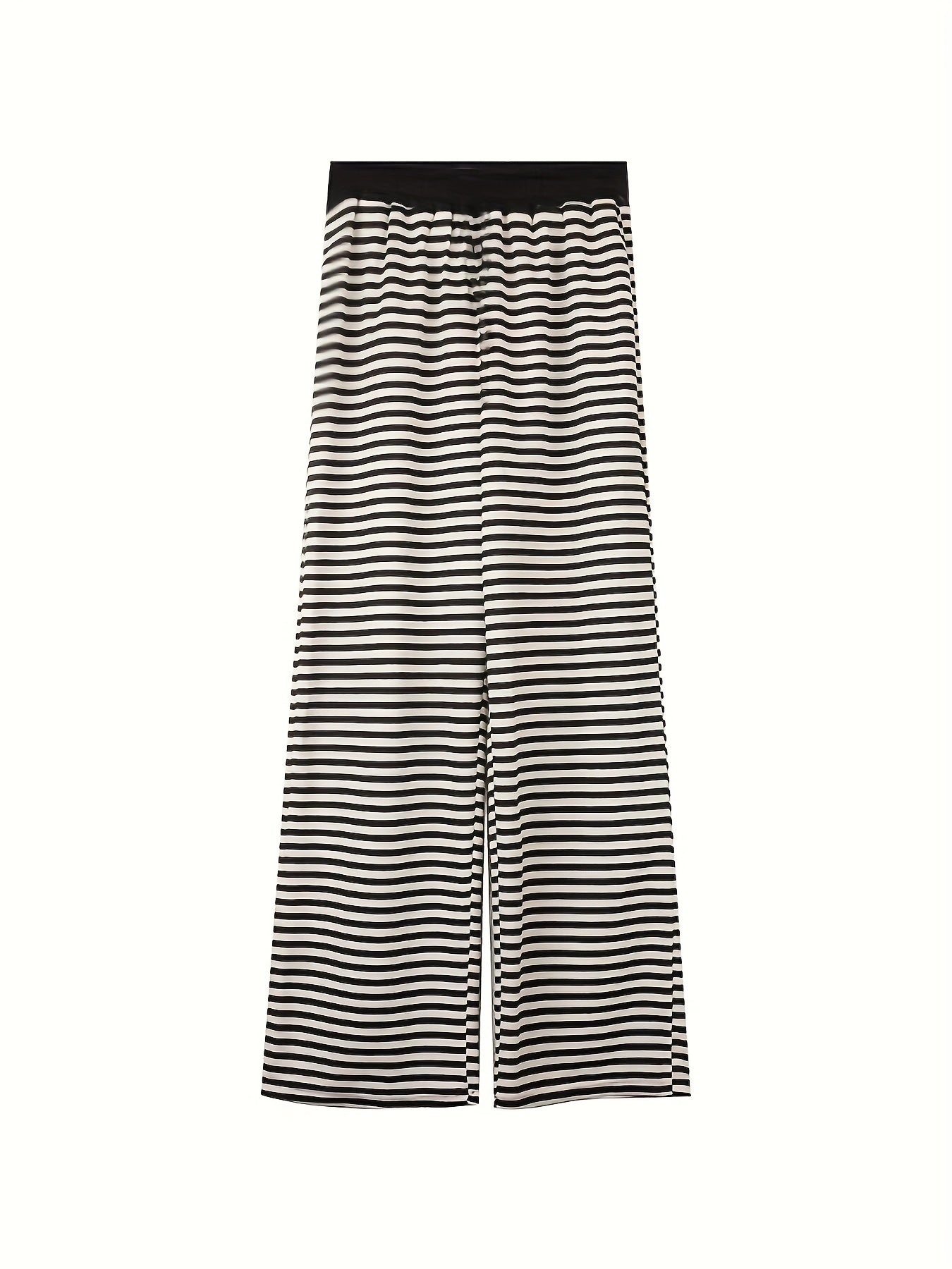 dunnmall  Striped Print Drawstring Waist Pants, Casual Comfy Wide Leg Pants, Women's Clothing