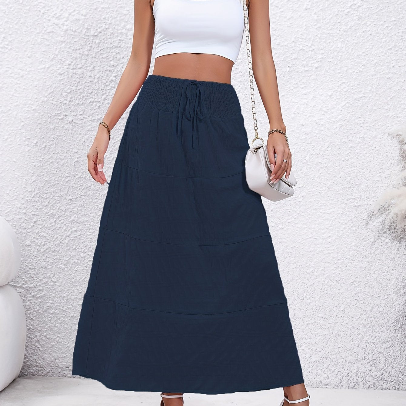 dunnmall  Casual Loose Simple Solid High Waist Fashion Skirts, Women's Clothing