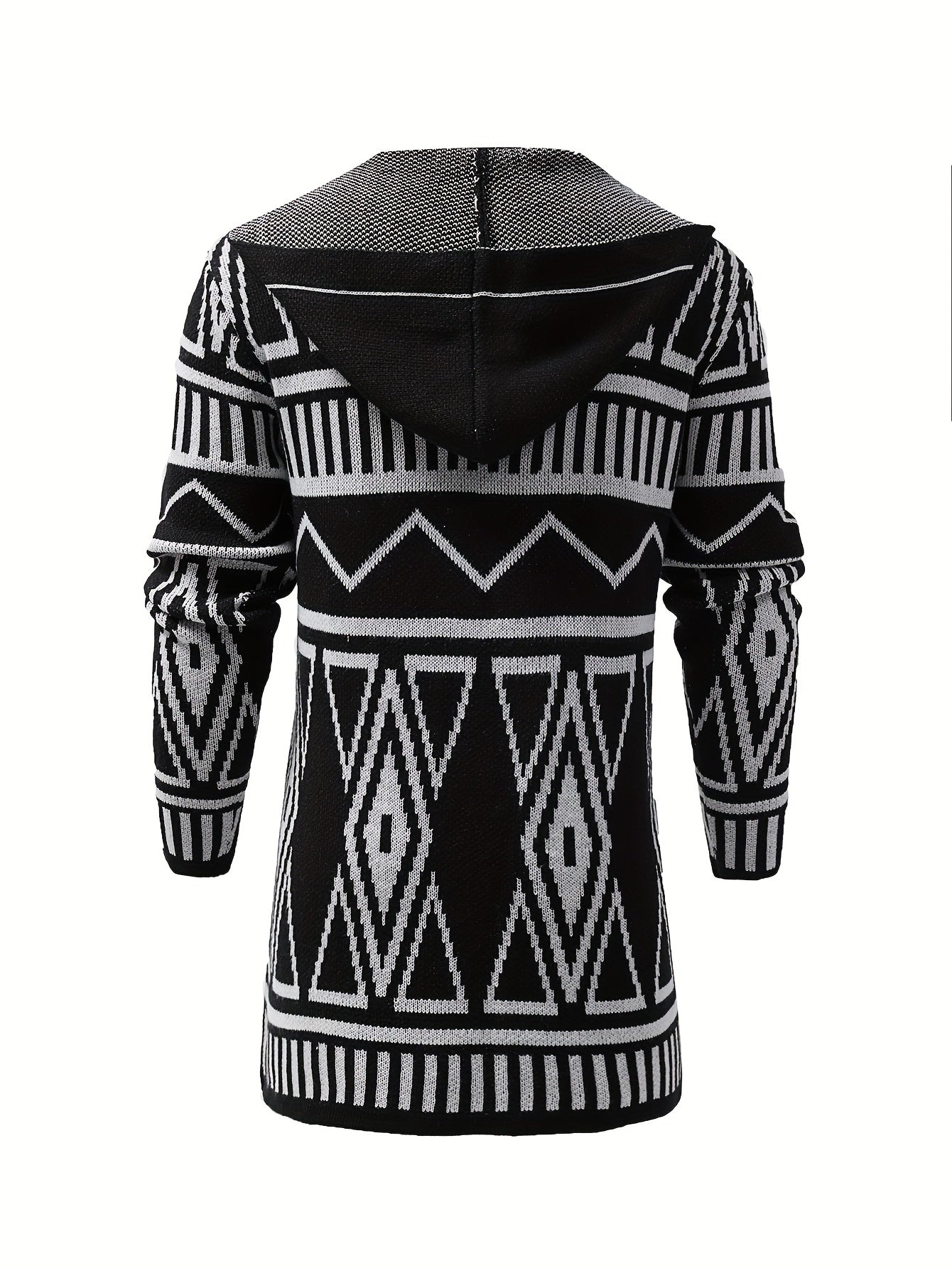 Elegant Slightly Stretch Ethnic Retro Cardigan, Men's Casual Vintage Style V Neck Cardigan Sweater Coat For Fall Winter