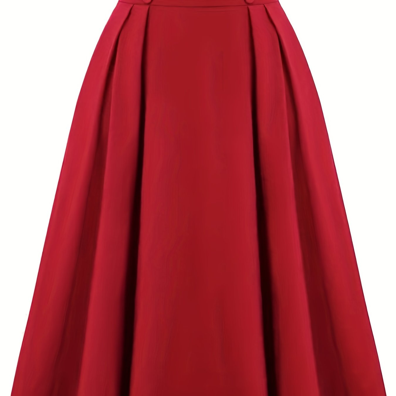 Versatile Solid Pleated Skirts, Elegant Button Front High Waist Skirts, Women's Clothing