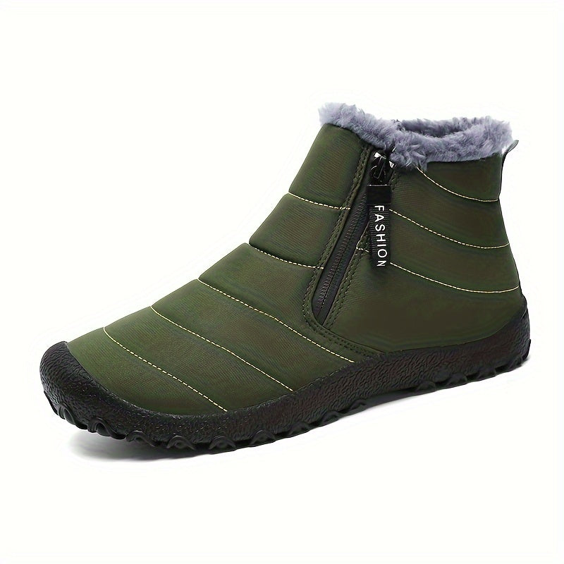 Winter Explorers Dream Boots - High-Top, Double-Zippered, Anti-Skid, Windproof, Fuzzy Lined, Trendy Ankle Boots for Men - Perfect for Outdoor Walking, Running, Hiking in Autumn and Winter