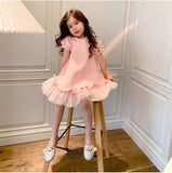 Children's Pink Casual Skirt Luxury Designer Brand Fashion Dress Girls Net Yarn Short-sleeved Princess Dress for Kids