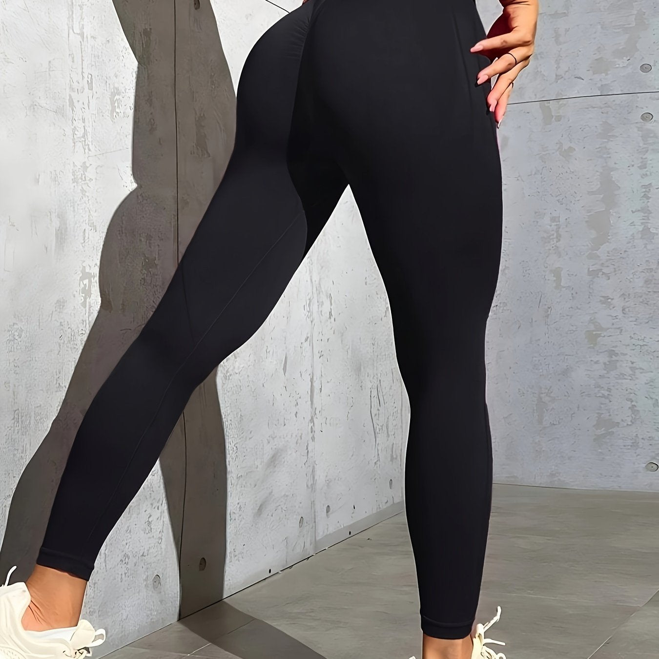 dunnmall Solid Color Yoga Pants, High Stretch Running Workout Sports Leggings, Women's Activewear