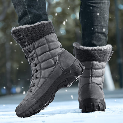 Stylish Men's Mid-Calf Winter Boots - Insulated, Non-Slip, Lace-Up, Round Toe Comfort