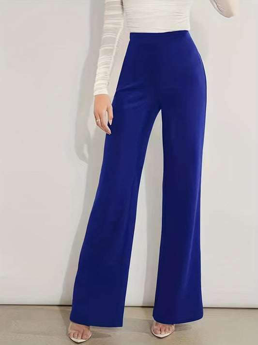 Wide Leg High Waist Pants, Versatile Solid Pants For Spring & Summer, Women's Clothing