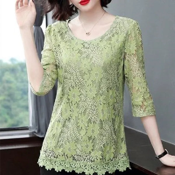 summer women lace blouses shirt vintage Embroidery Shirt Short Sleeve blouse ladies floral tops womens clothing L-5XL