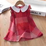 Girl Plaid Dress Fashion Princess Summer Outfit Causal Cute Kids Heart Clothing for 2-6 Years Birthday Party Uniform Wear