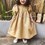 Girl Plaid Dress Fashion Princess Summer Outfit Causal Cute Kids Heart Clothing for 2-6 Years Birthday Party Uniform Wear