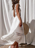 Dunnmall Lace Patchwork Elegant Maxi Dress
