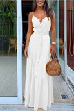 Dunnmall Button V-Neck Maxi Dress With Belt