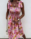 Dunnmall Here For Summer Tie Midi Dress