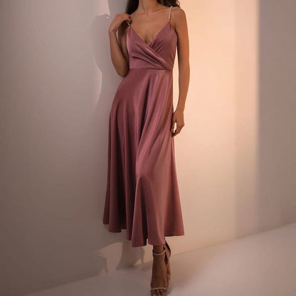 Dunnmall Elegant Pearl Maxi Dress