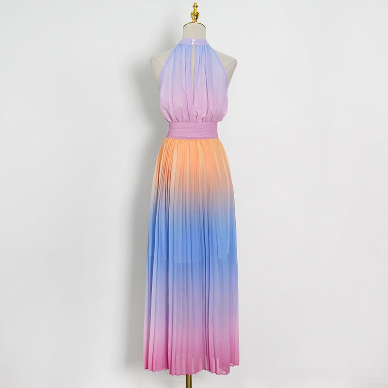 Dunnmall Rainbow Sleeveless Maxi Dress