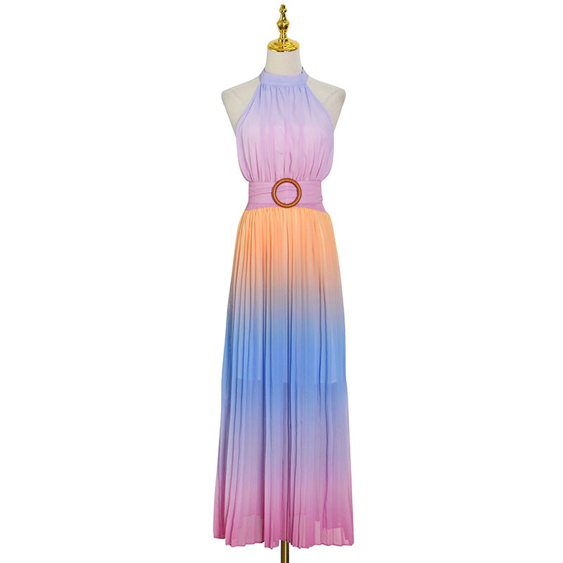 Dunnmall Rainbow Sleeveless Maxi Dress