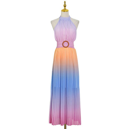 Dunnmall Rainbow Sleeveless Maxi Dress