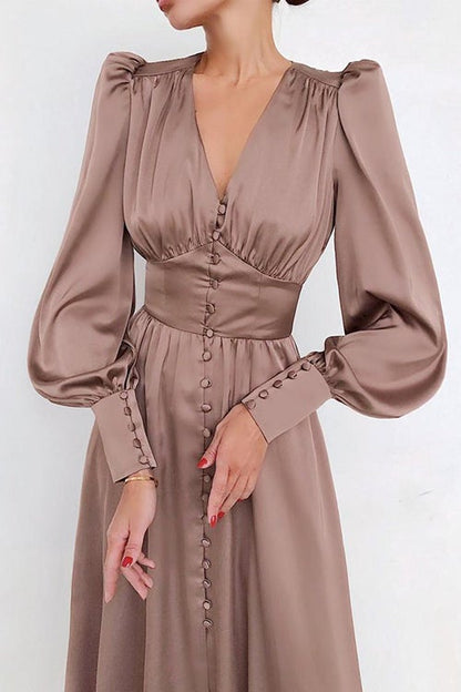 Dunnmall Lust or Love Puff Sleeve Maxi Dress