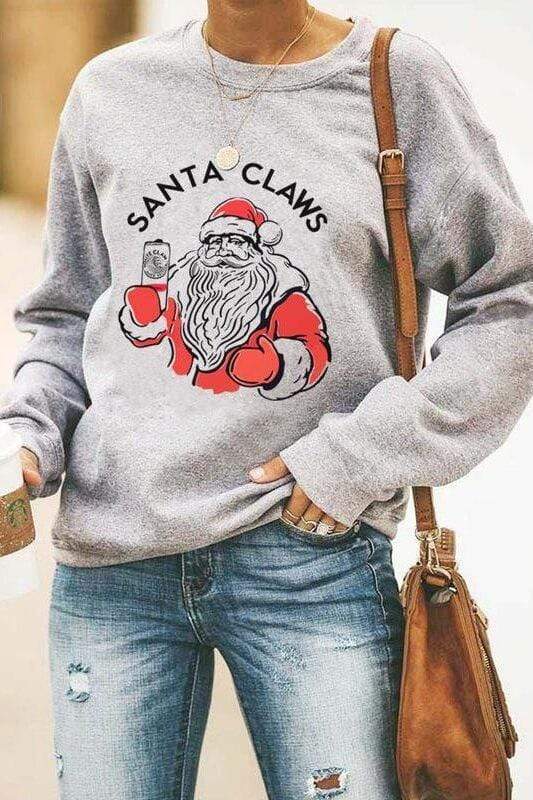 Dunnmall Santa Claus Printed Sweatshirt