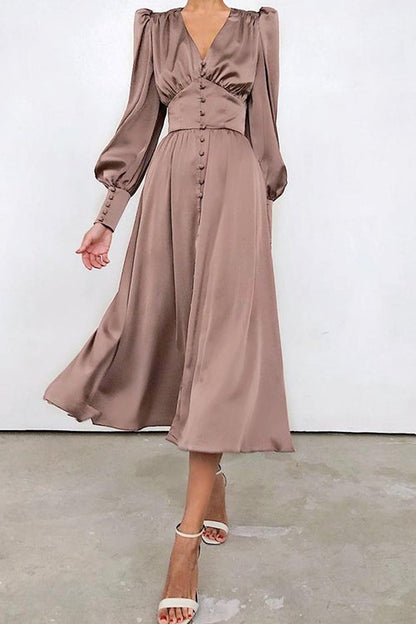 Dunnmall Lust or Love Puff Sleeve Maxi Dress