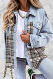 Dunnmall Street Plaid Striped Patchwork Pocket Turndown Collar Outerwear(6 Colors)