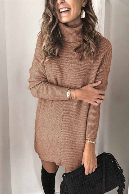 Dunnmall Casual Turtleneck Mini Dress