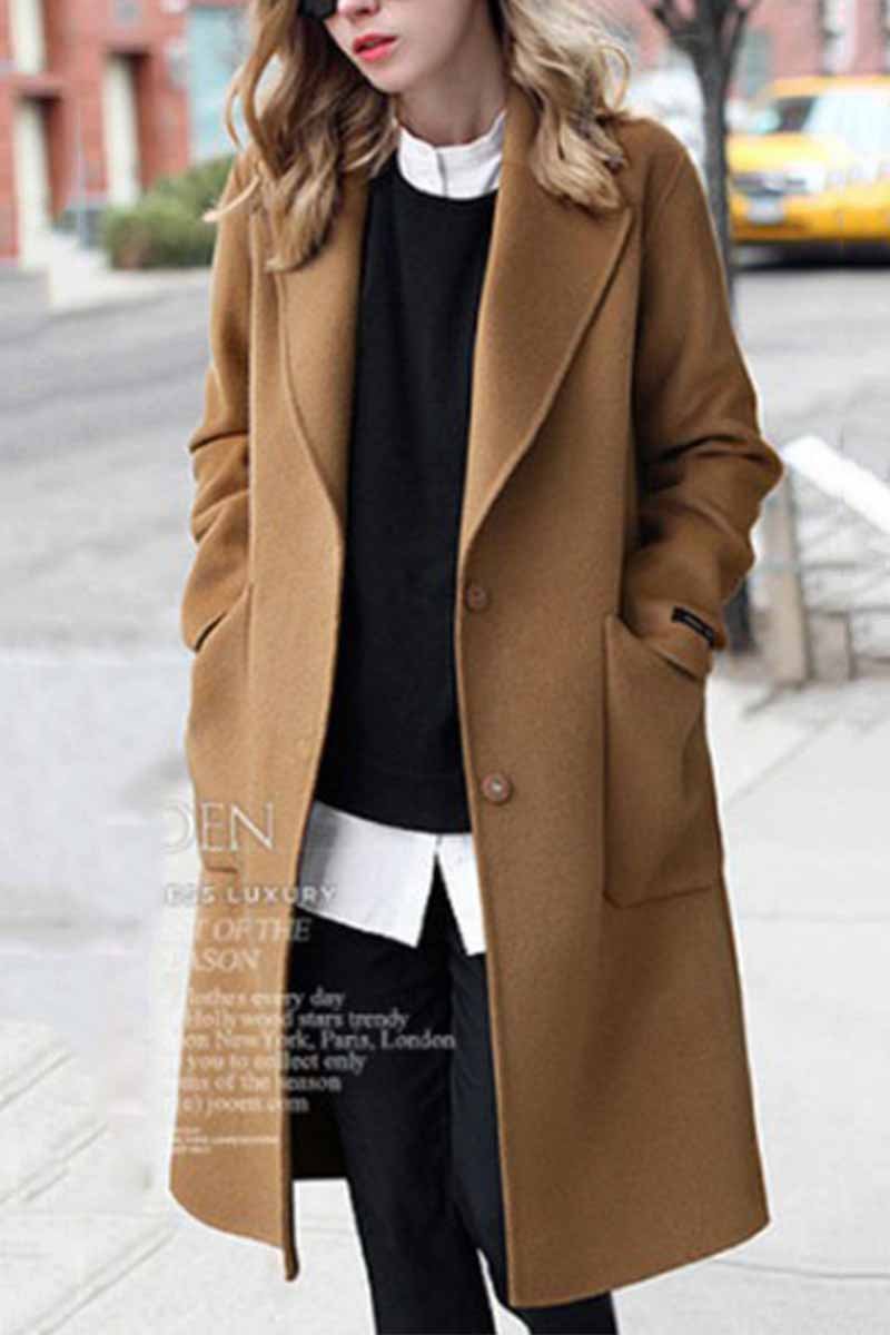 Dunnmall Loose Thick Solid Color Coat