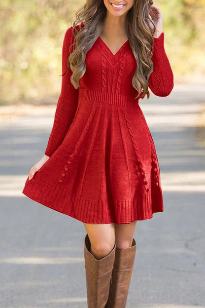 Dunnmall Fashion Solid Color Sweater Dress