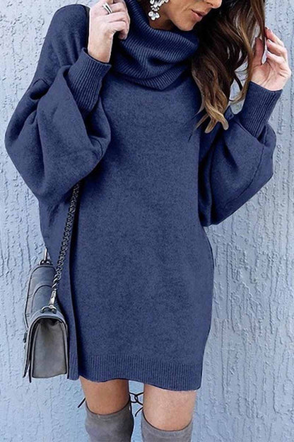 Dunnmall Loose-Fit Turtleneck Dress