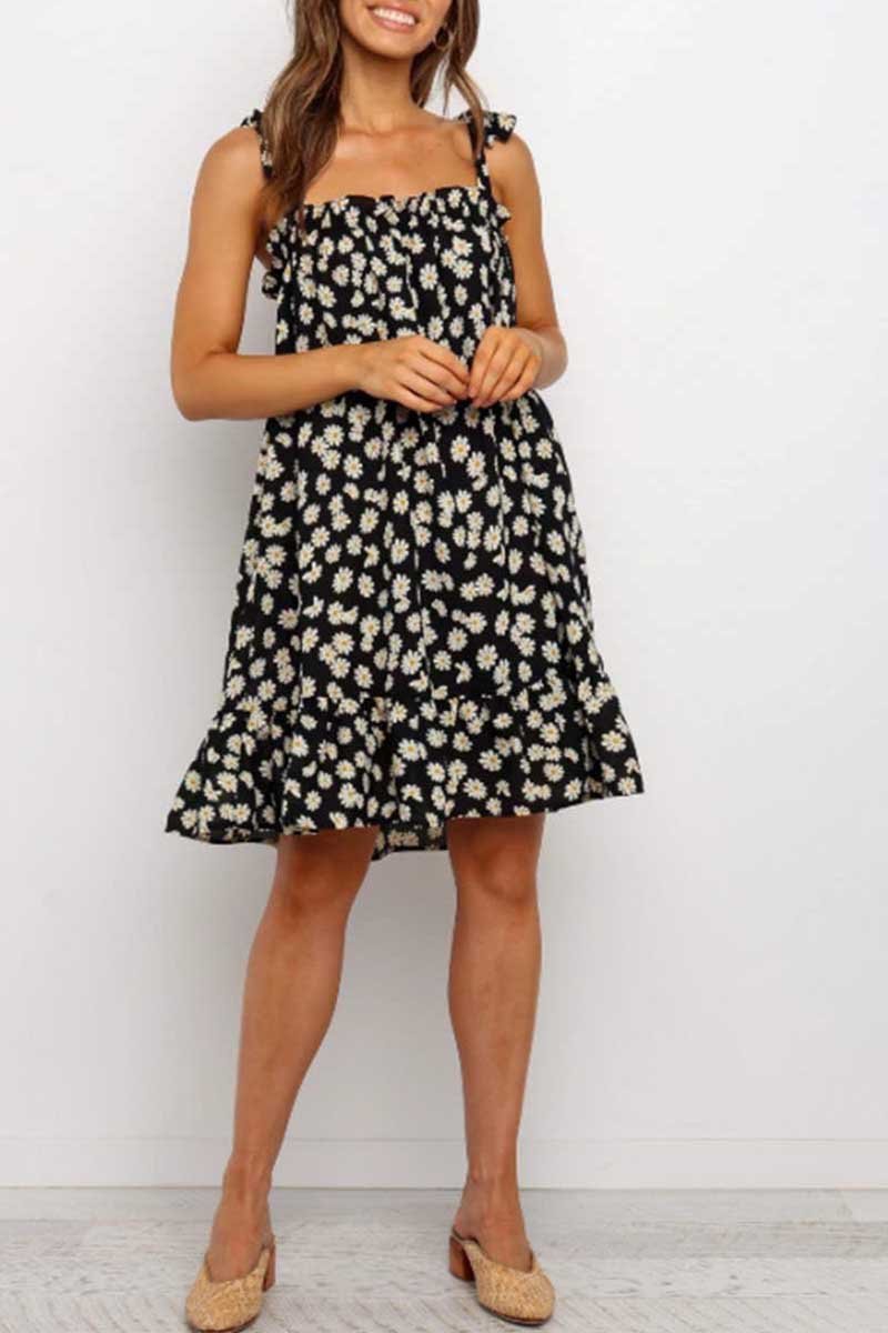 Dunnmall Daisy Print Loose Dress