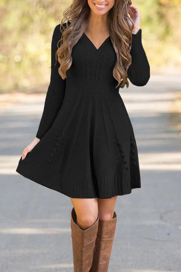 Dunnmall Fashion Solid Color Sweater Dress