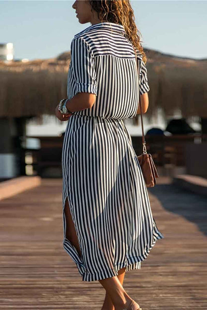 Dunnmall Chiffon Shirt Maxi Dress(2 colors)