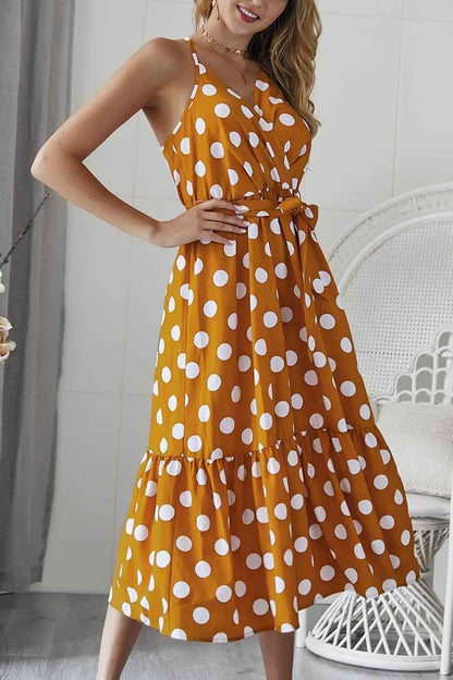 Dunnmall Polka Dot Strap Midi Dress(3 Colors)