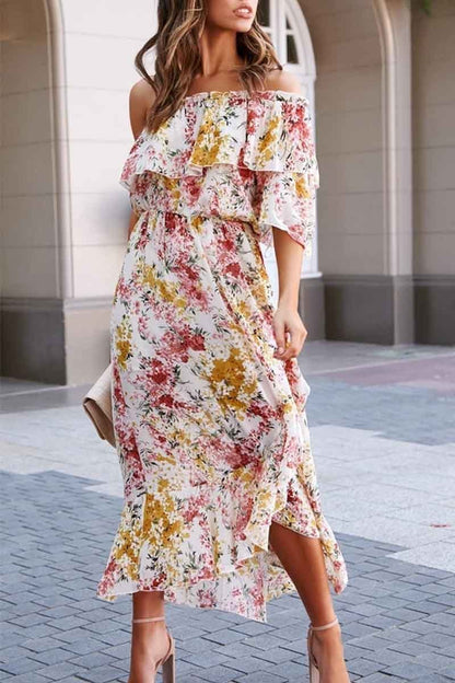 Dunnmall Off- shoulder Print Dress