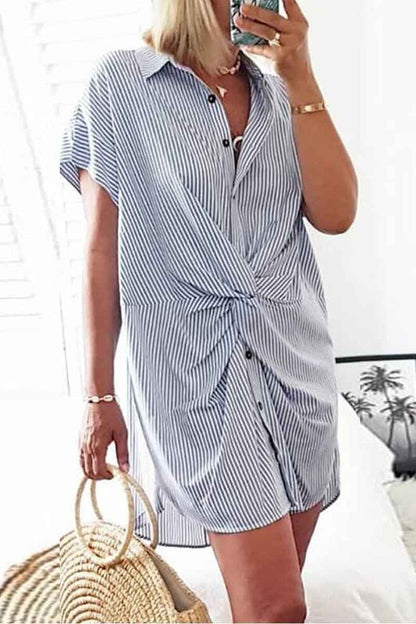 Dunnmall Slim Tied Striped Dress