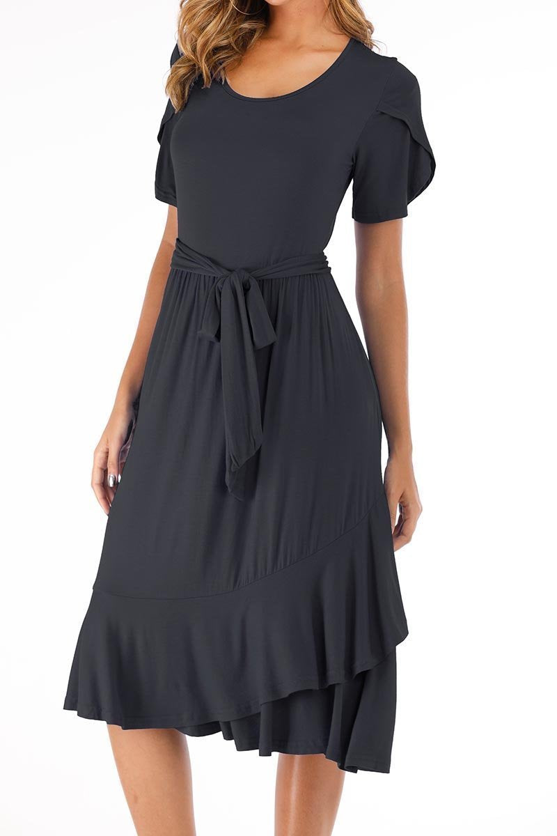 Dunnmall Casual Midi Dress with Belt(4 Colors)