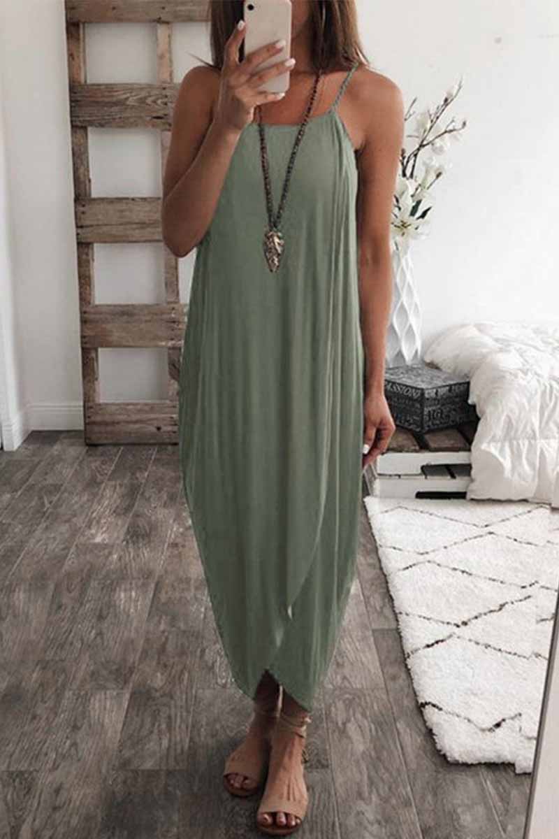 Dunnmall Solid Color Knitted Loose And Irregular Maxi Dress(5 Colors)