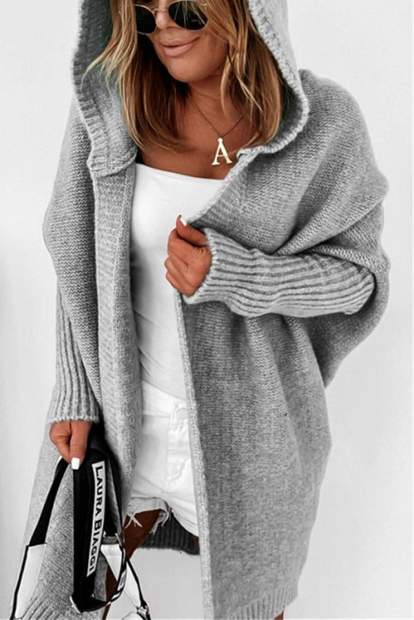 Dunnmall Fall for Nyc Solid Hooded Casual Cardigan