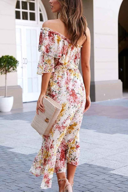 Dunnmall Off- shoulder Print Dress