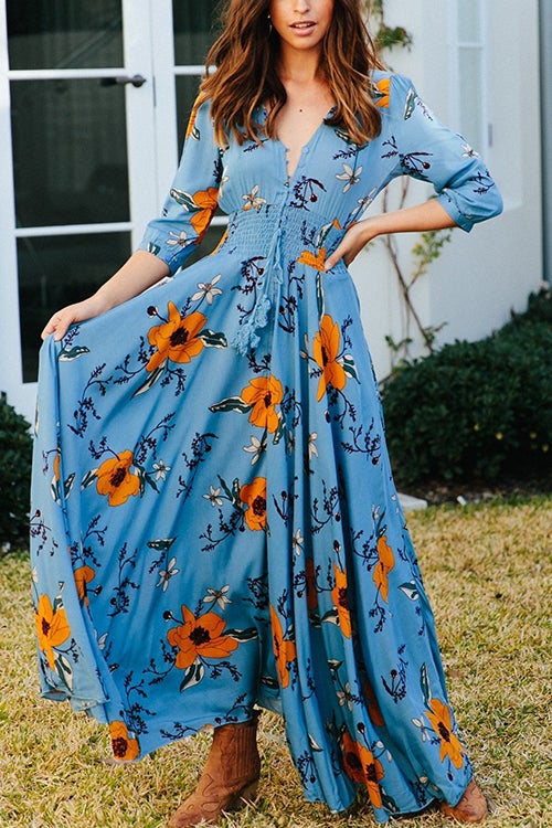 Dunnmall Take You There Print Maxi Dress