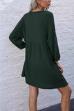 Dunnmall V-Neck Buttoned Loose Knit Hem Mini Dresses