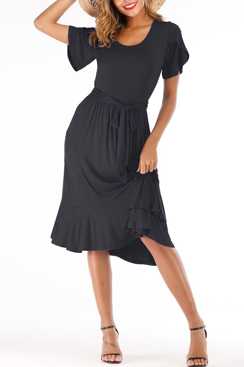 Dunnmall Casual Midi Dress with Belt(4 Colors)